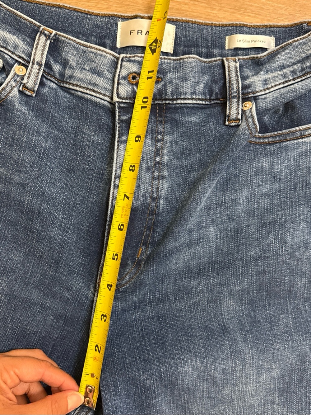 Frame Le Slim Palazzo Jeans Womens 30 Blue Denim Raw Hem - Canals Raw After - Picture 13 of 16